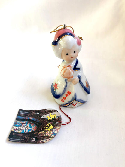 Showa retro porcelain wind chime - maiko from Nagasaki