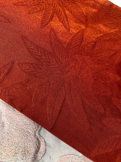 Reversible Japanese hanhaba obi - red palm trees and pinkish clouds