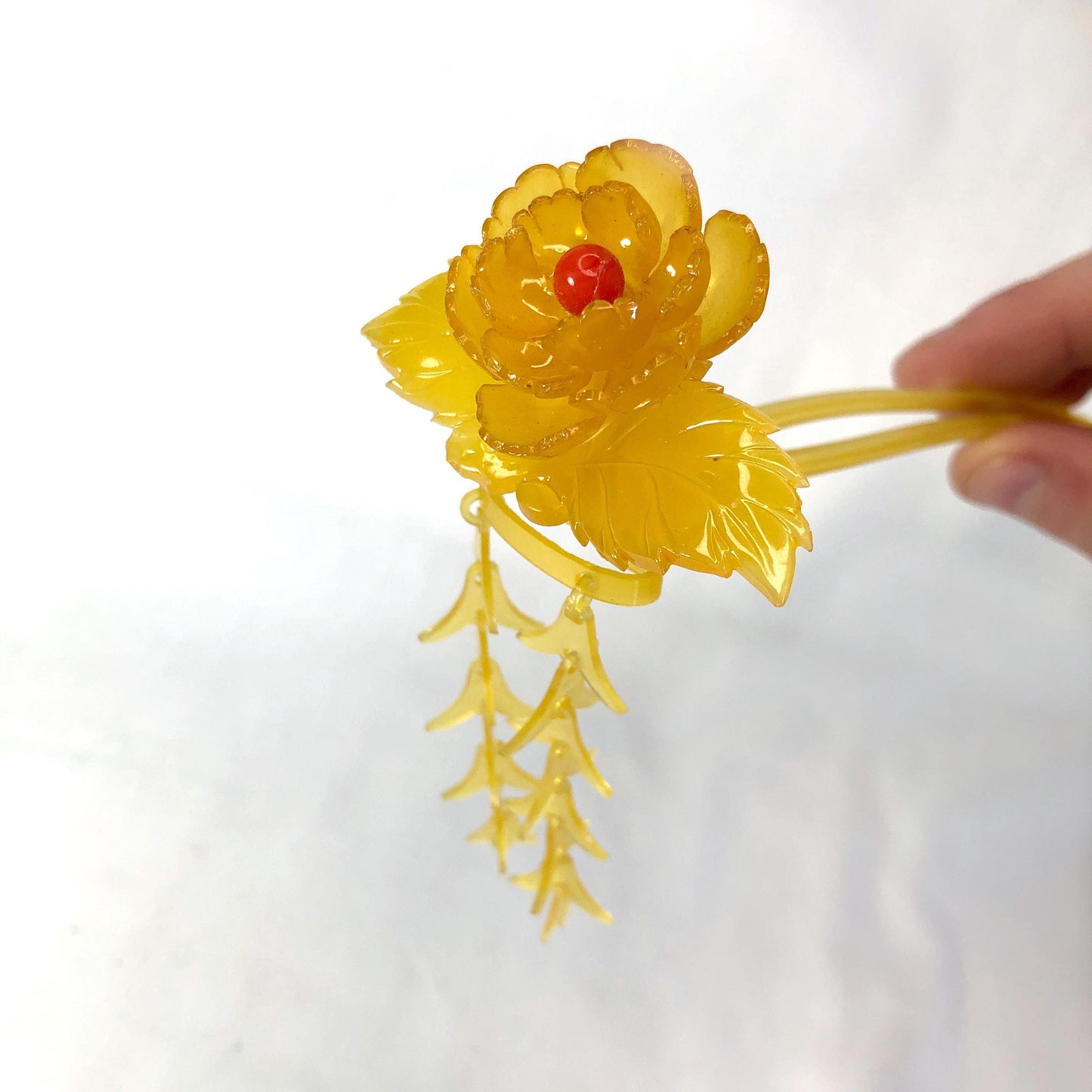Vintage Japanese hair accessory - peony flower hairpin