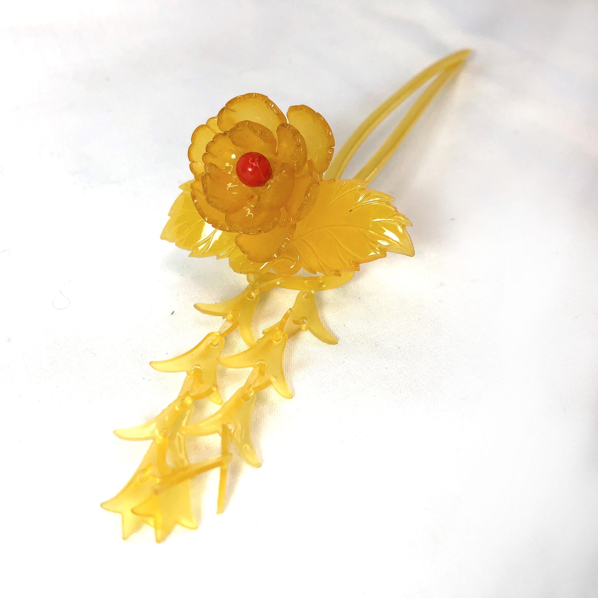 Vintage Japanese hair accessory - peony flower hairpin