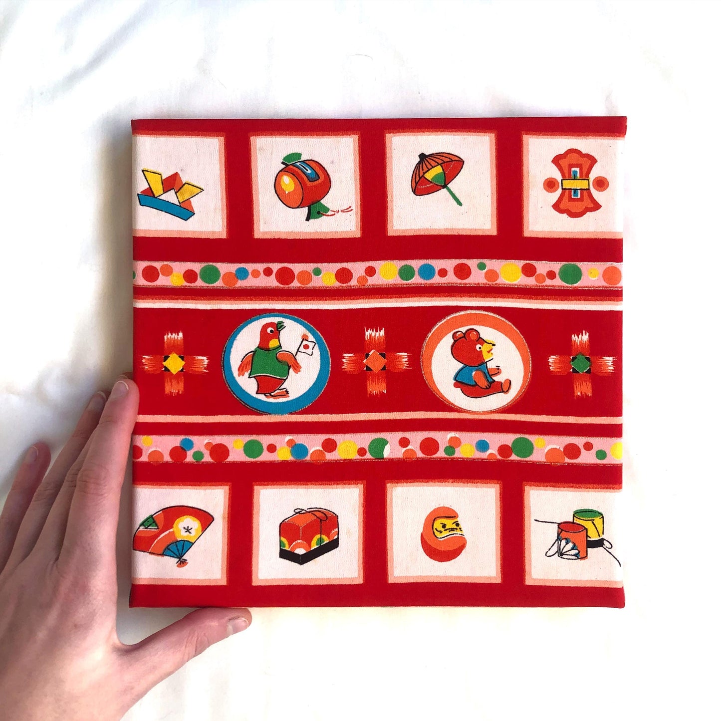 Vintage silk kimono wall hangings - square (series 1)