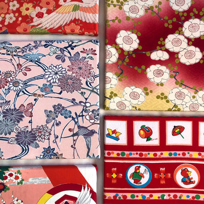 Vintage silk kimono wall hangings - square (series 1)