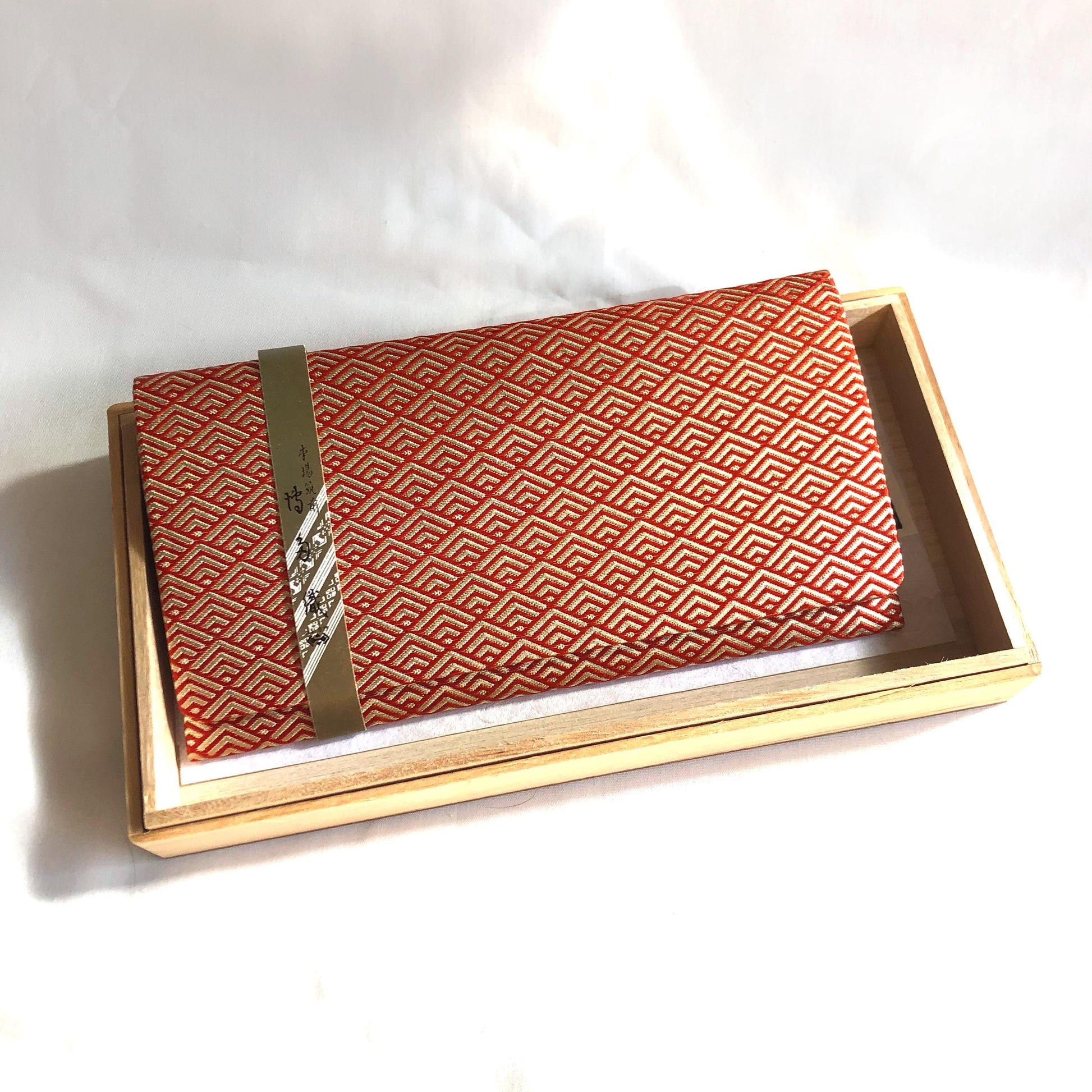 Slim Japanese wallet - golden and orange geometric pattern