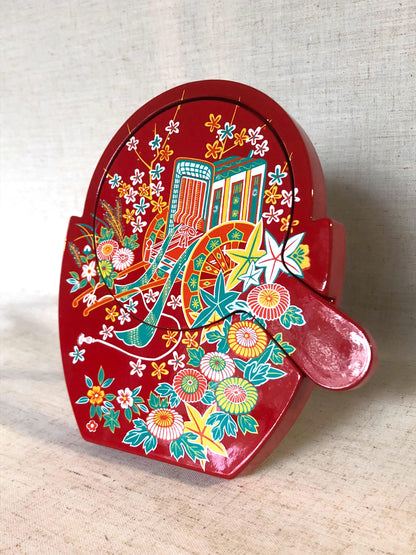 Cute Japanese set - standing and handheld mirror with colorful flowers