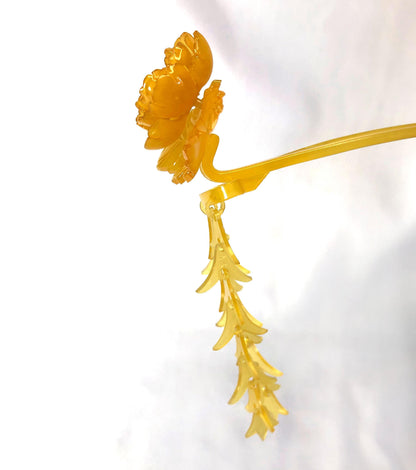 Vintage Japanese hair accessory - peony flower hairpin