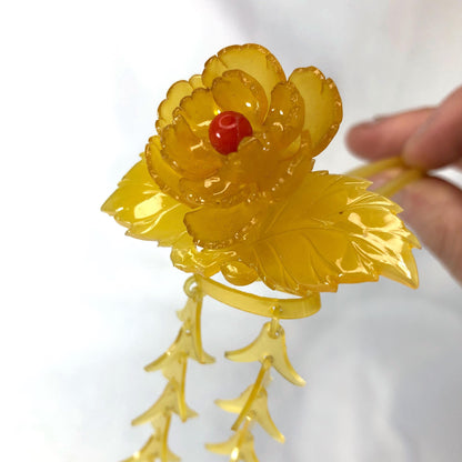 Vintage Japanese hair accessory - peony flower hairpin