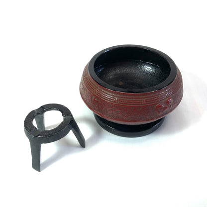 Miniature Japanese iron cast ash and ember holder - portable hearth