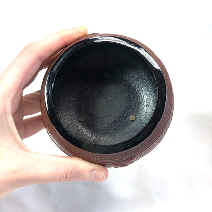 Miniature Japanese iron cast ash and ember holder - portable hearth