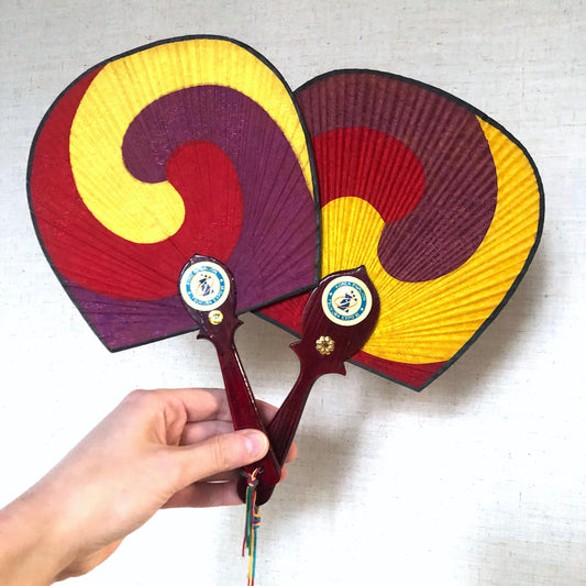 Souvenir from Tsukuba Expo '85 - fabric fan from Korean pavilion (set of 2)