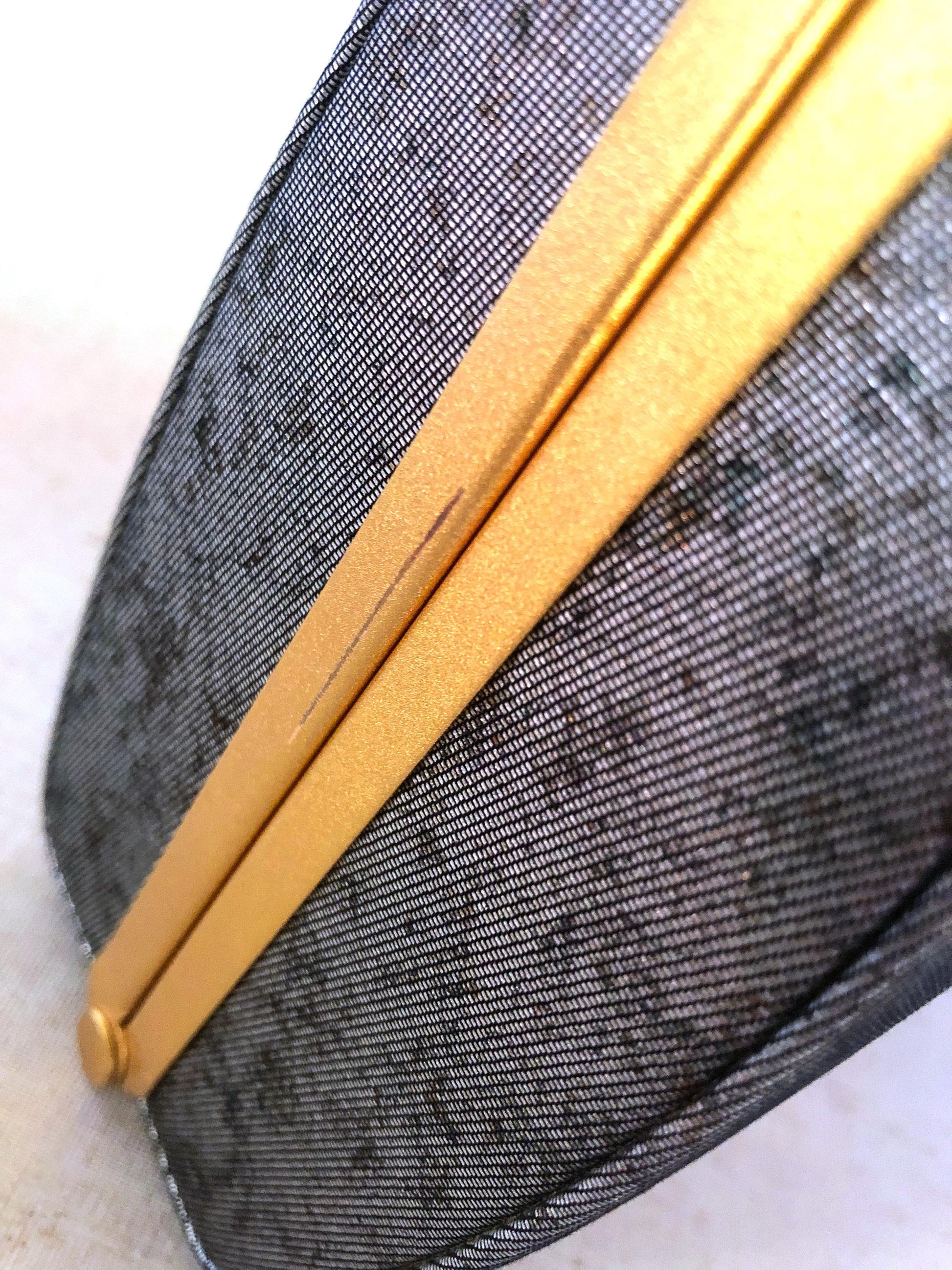 Vintage kimono handbag - metallic gray and copper