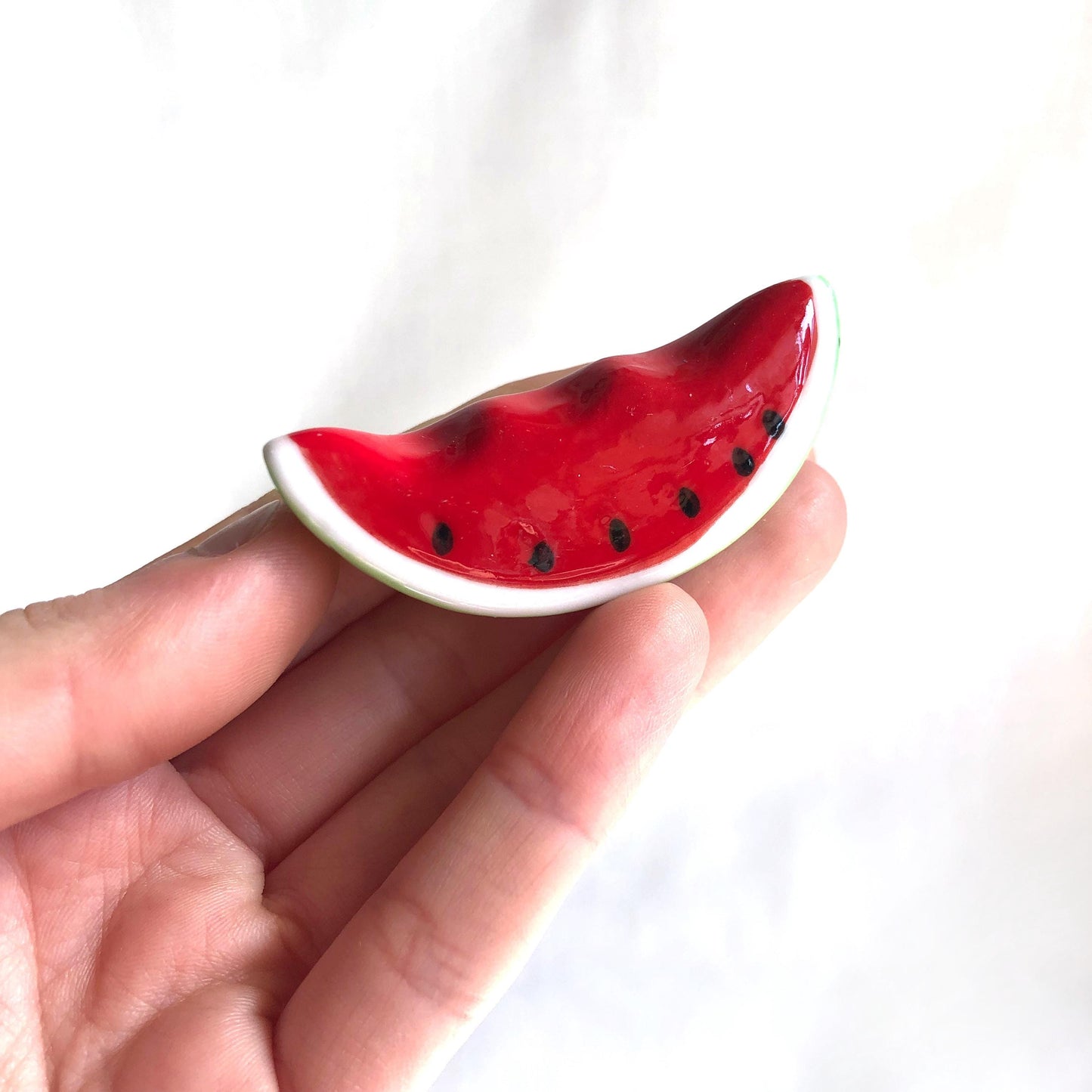Cute ceramic hashioki - chopstick / cutlery rest - watermelon slices