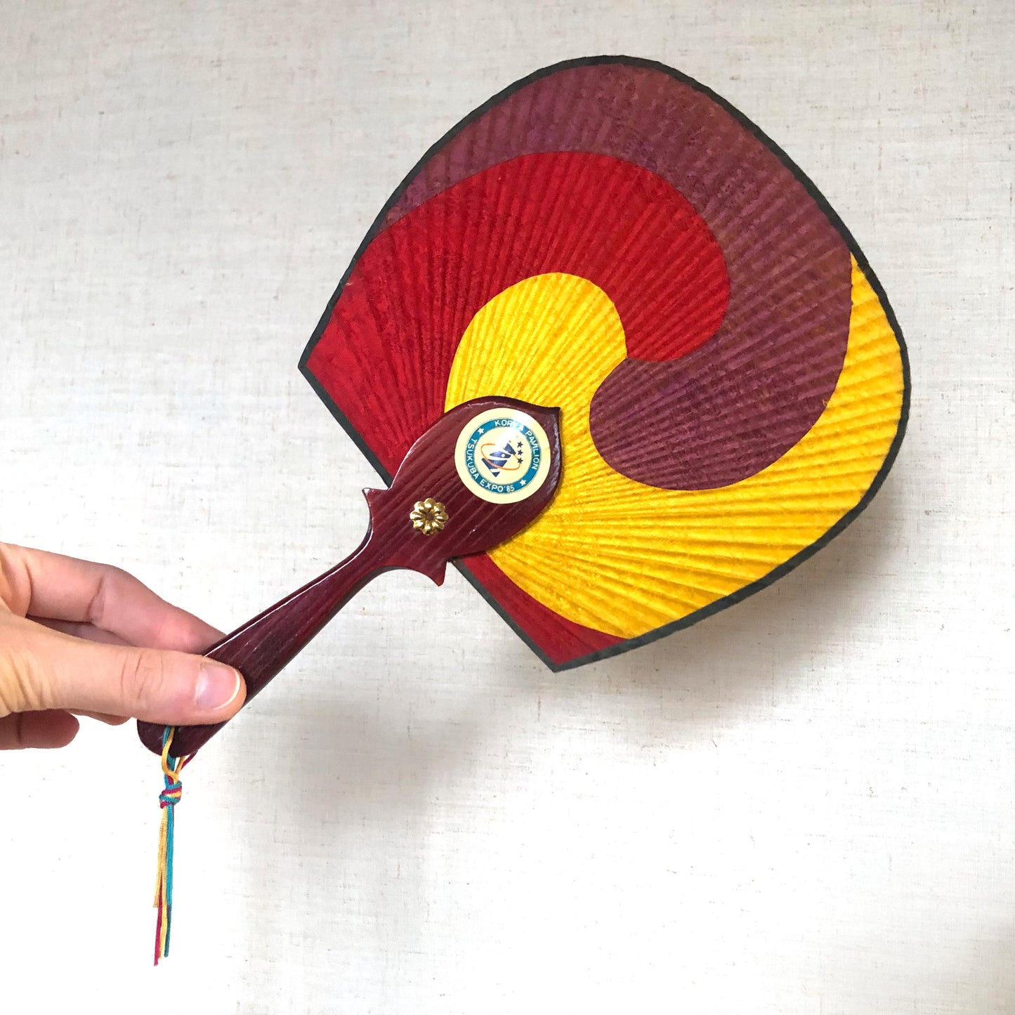 Souvenir from Tsukuba Expo '85 - fabric fan from Korean pavilion (set of 2)