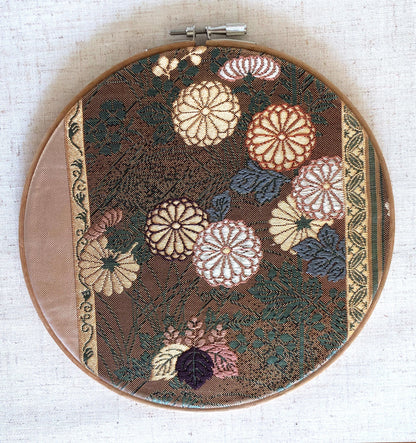 Vintage silk obi wall hanging - tondo 18cm (Series I)