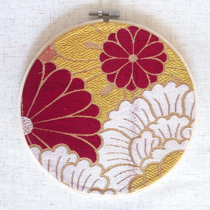 Vintage silk obi wall hanging - tondo 18cm (Series II)