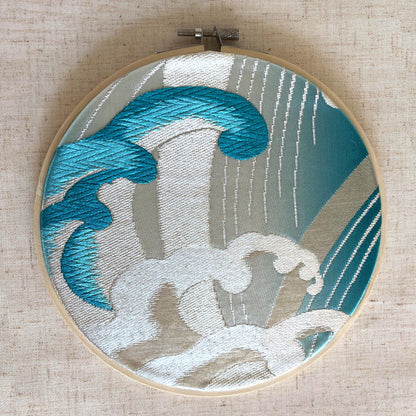 Vintage silk obi wall hanging - tondo 18cm (Series II)