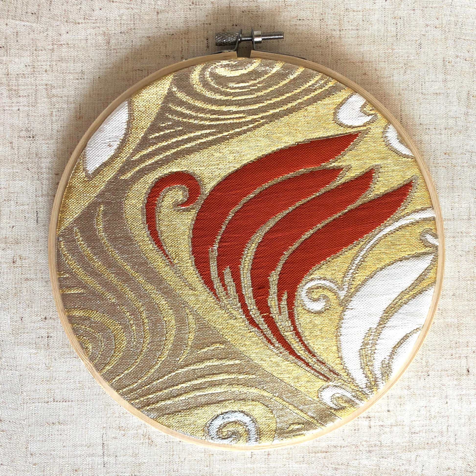 Vintage silk obi wall hanging - tondo 18cm (Series II)