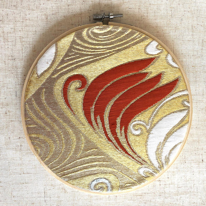 Vintage silk obi wall hanging - tondo 18cm (Series II)