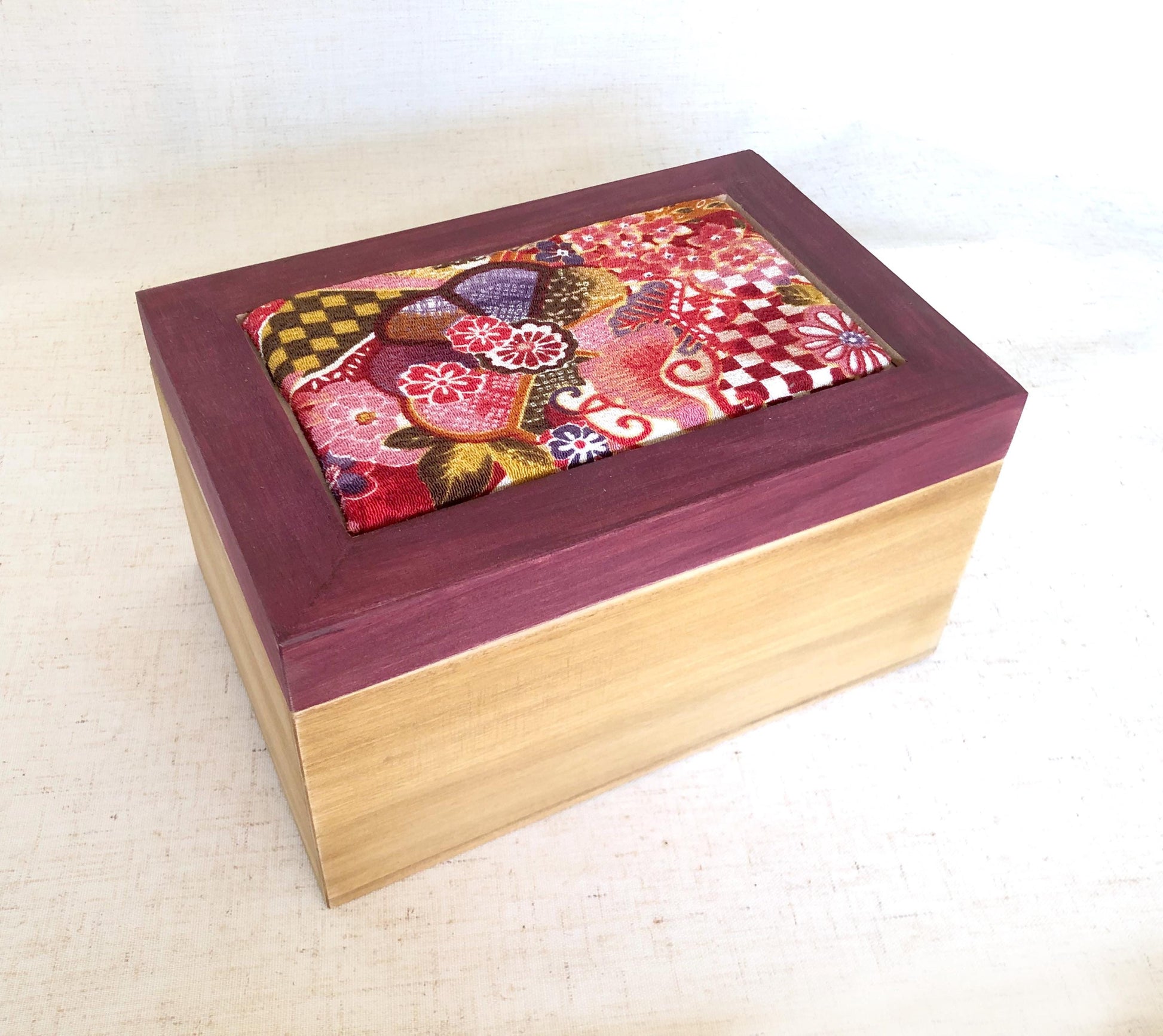 Japanese wooden box - kiri wood with fabric lid