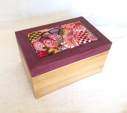 Japanese wooden box - kiri wood with fabric lid