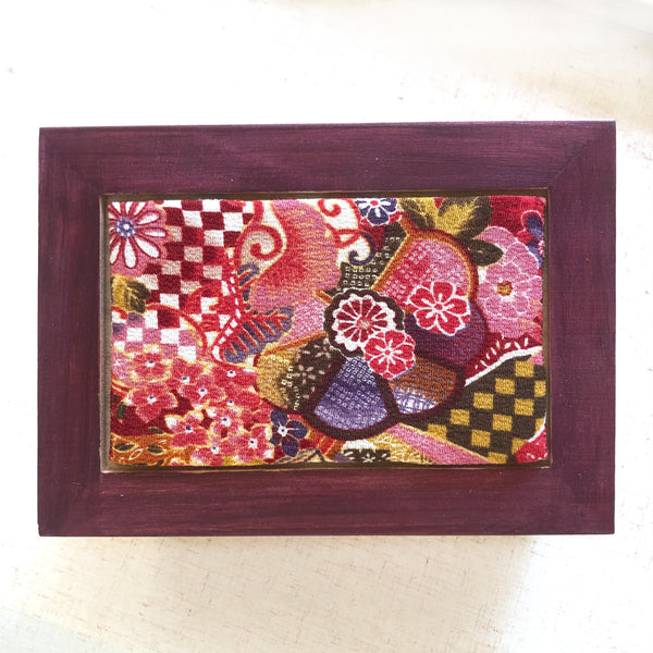 Japanese wooden box - kiri wood with fabric lid