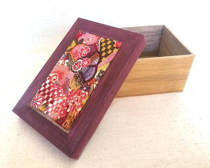 Japanese wooden box - kiri wood with fabric lid