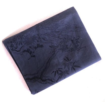 Nagoya obi for summer - black florals and foliage