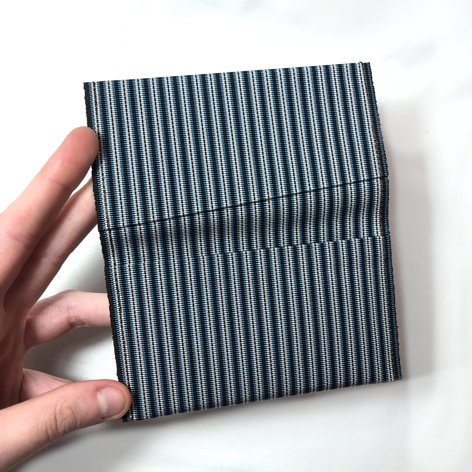 Vintage Japanese slim wallet set - blue and white stripes