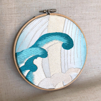 Vintage silk obi wall hanging- tondo 15cm