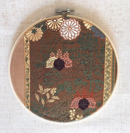 Vintage silk obi wall hanging - tondo 18cm (Series II)