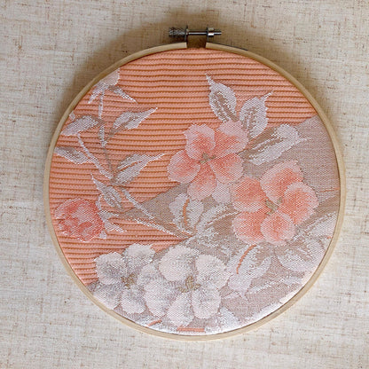 Vintage silk obi wall hanging - tondo 18cm (Series II)