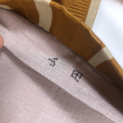 Reversible Japanese hanhaba obi - ochre, rust, and pinkish gray yagasuri