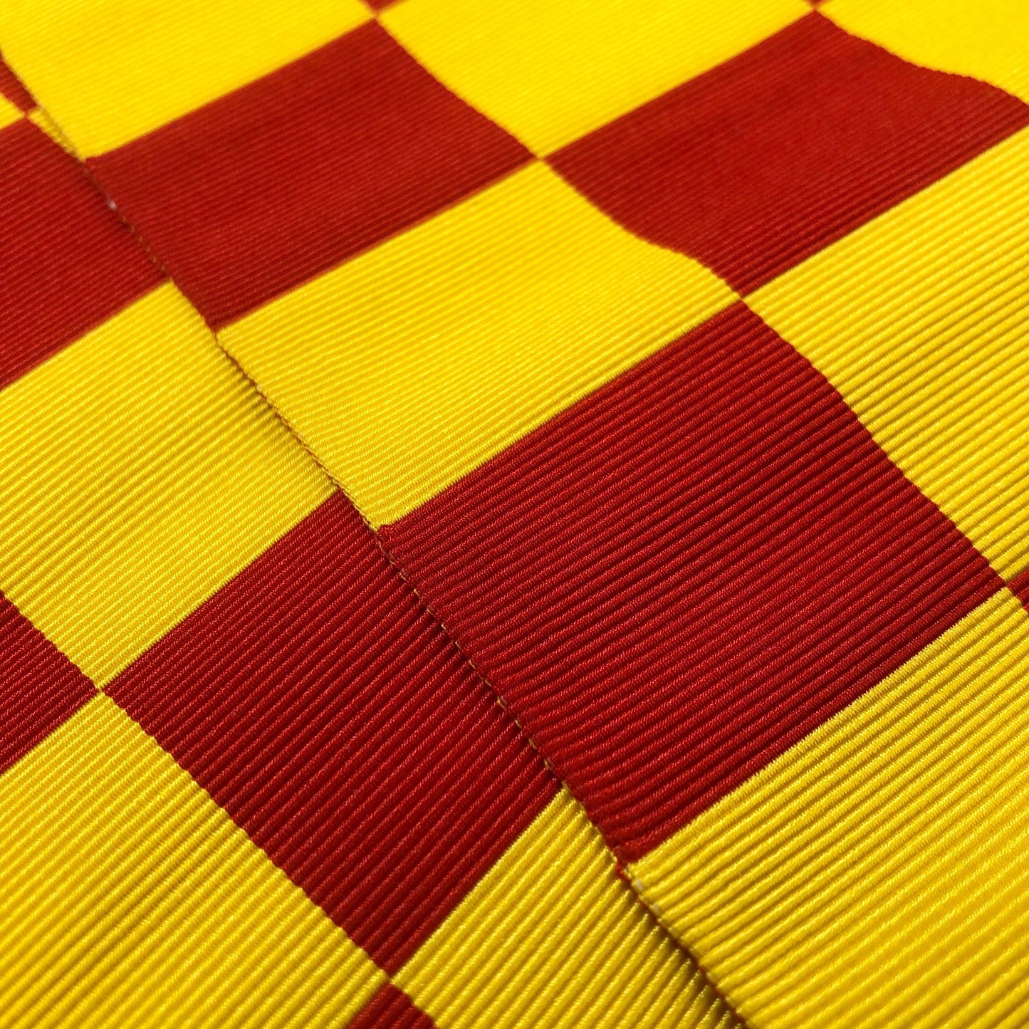 Bold Japanese hanhaba obi - yellow and red check
