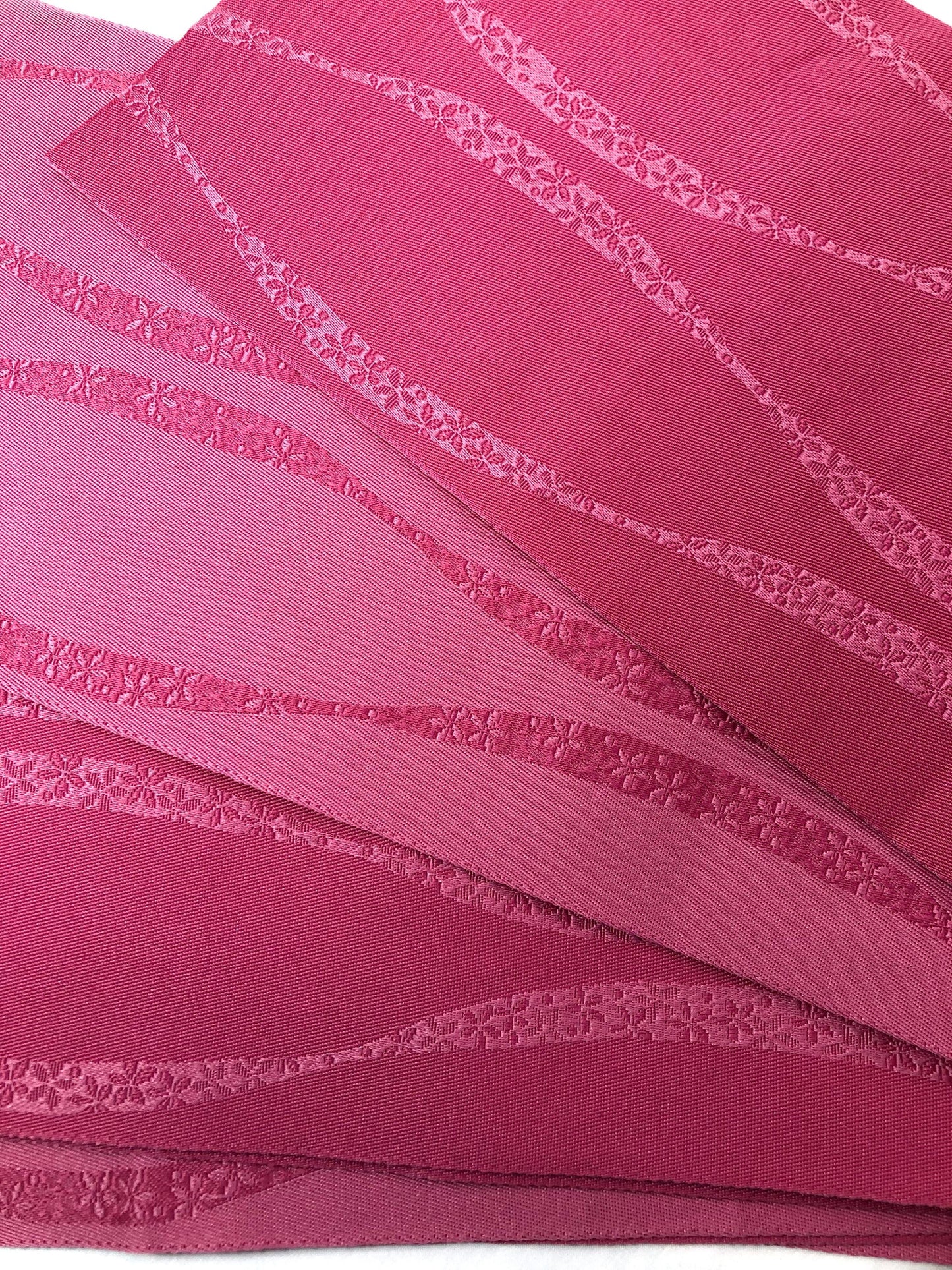 Cute Japanese hanhaba obi - two shades of pink with delicate sakura pattern