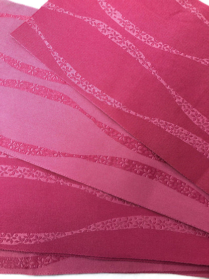 Cute Japanese hanhaba obi - two shades of pink with delicate sakura pattern