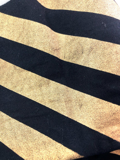 Bold Japanese hanhaba obi - black with diagonal old gold stripes