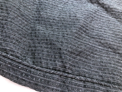 Instant narrow kaku obi set - light gray obi and navy kinchaku bag