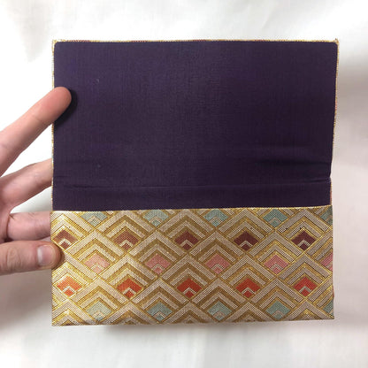 Slim Japanese wallet - golden and pastel geometric pattern