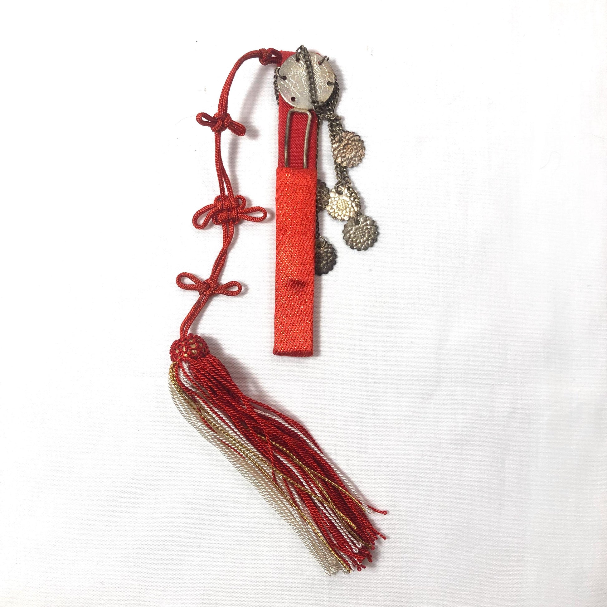 Vintage Japanese set for girls - mirror pouch and a decorative pin