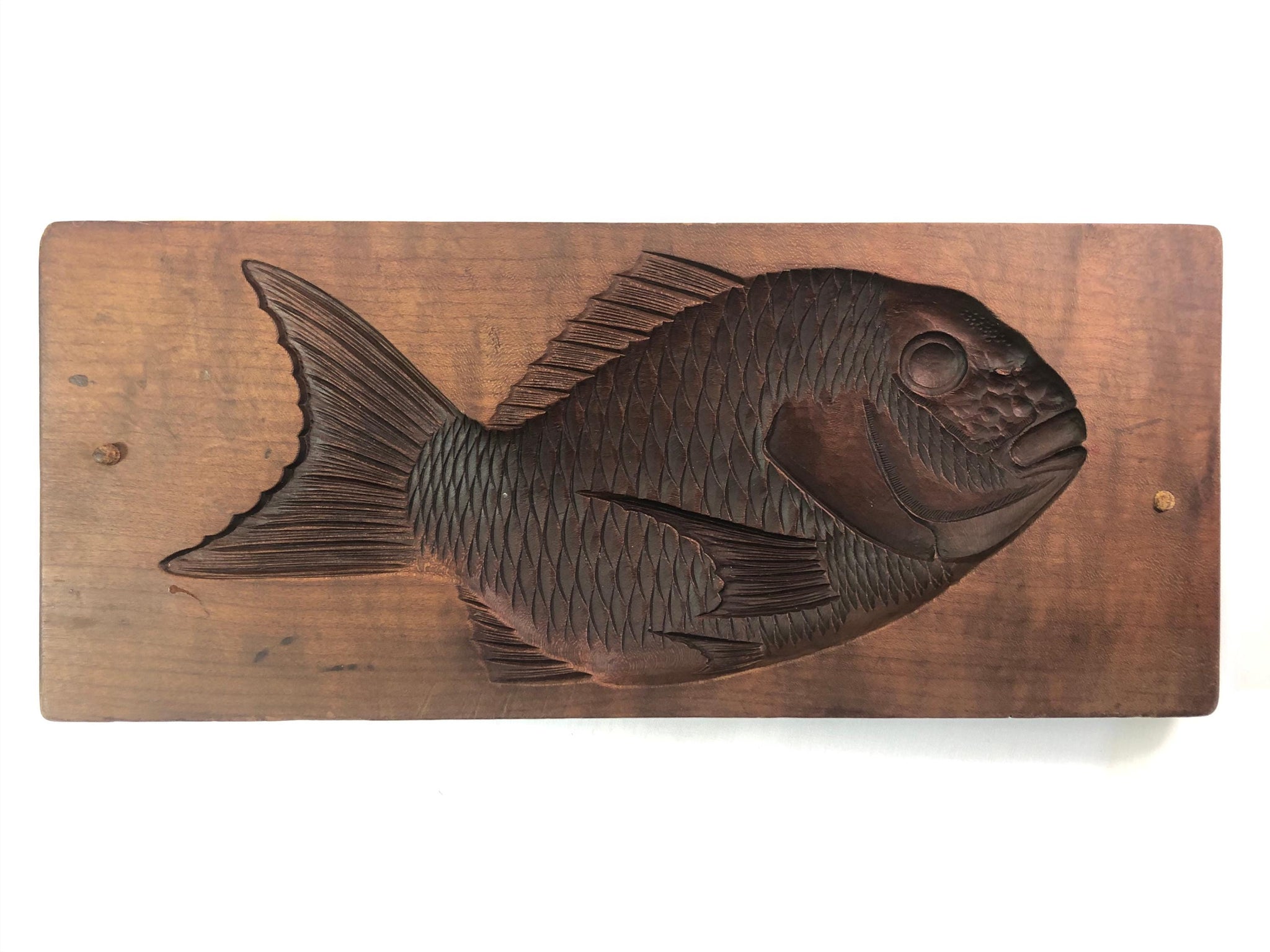 Vintage Japanese wagashi press mold - tai fish