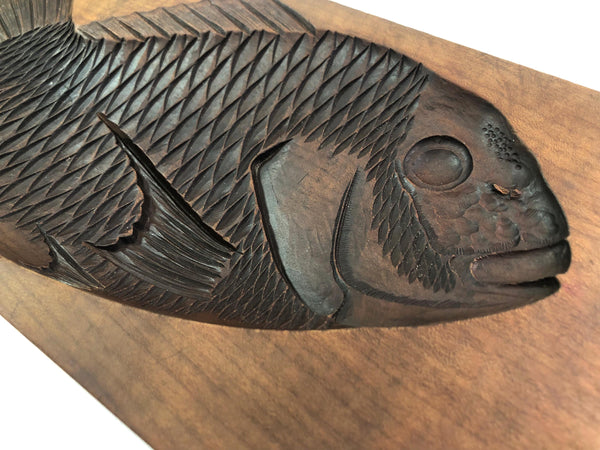 Vintage Japanese wagashi press mold - tai fish