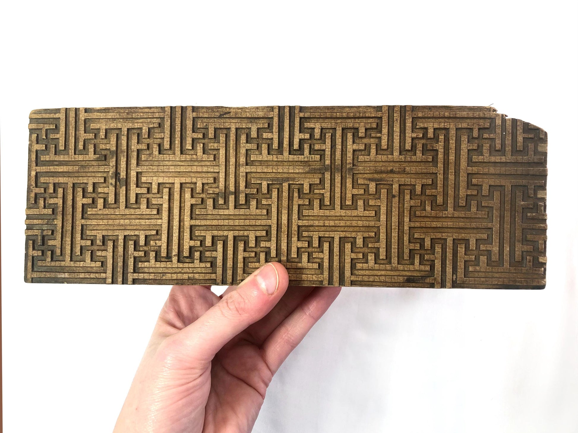 Vintage Japanese wagashi press mold -geometric sun block