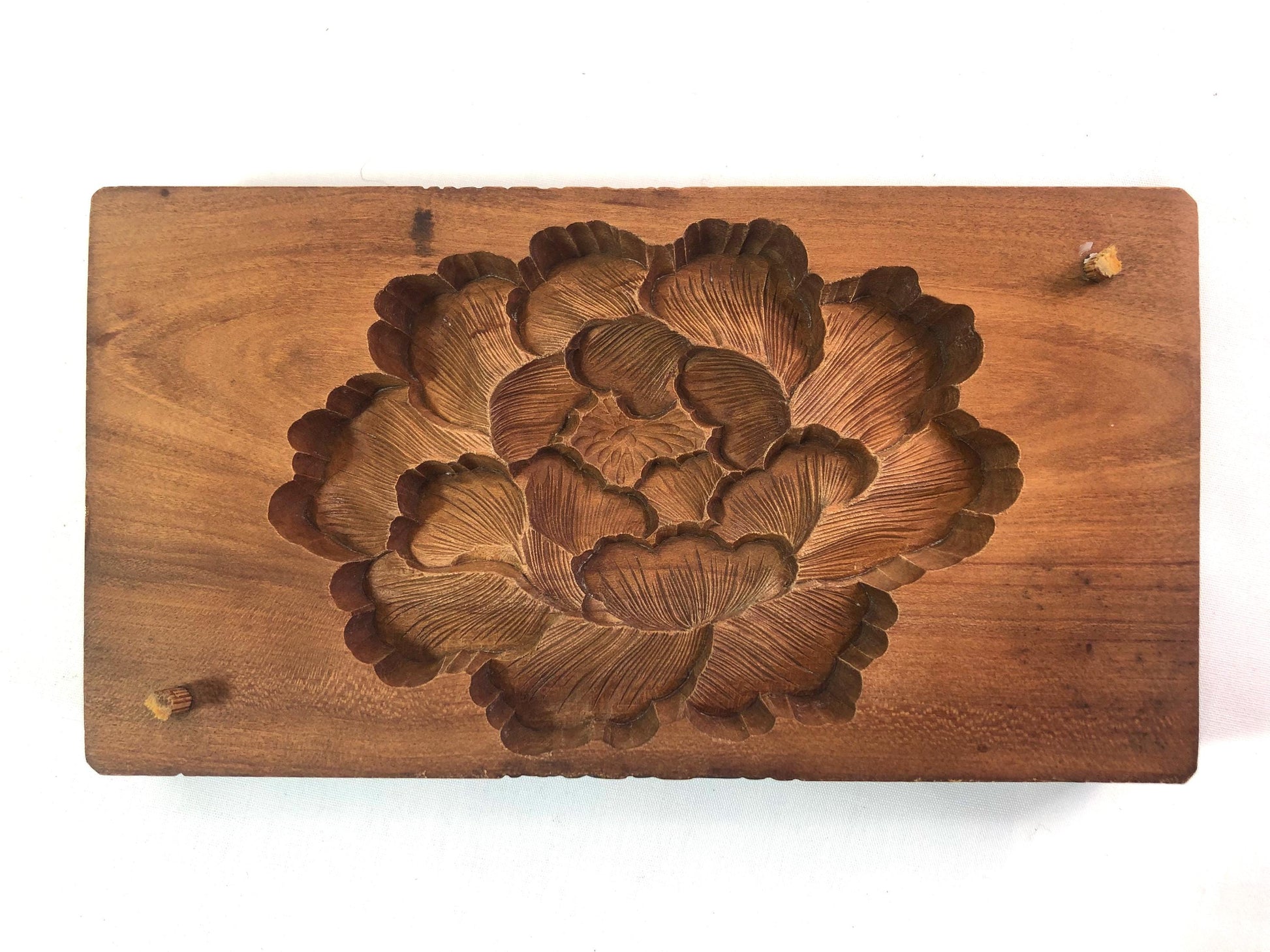 Vintage Japanese wagashi press mold - peony flower