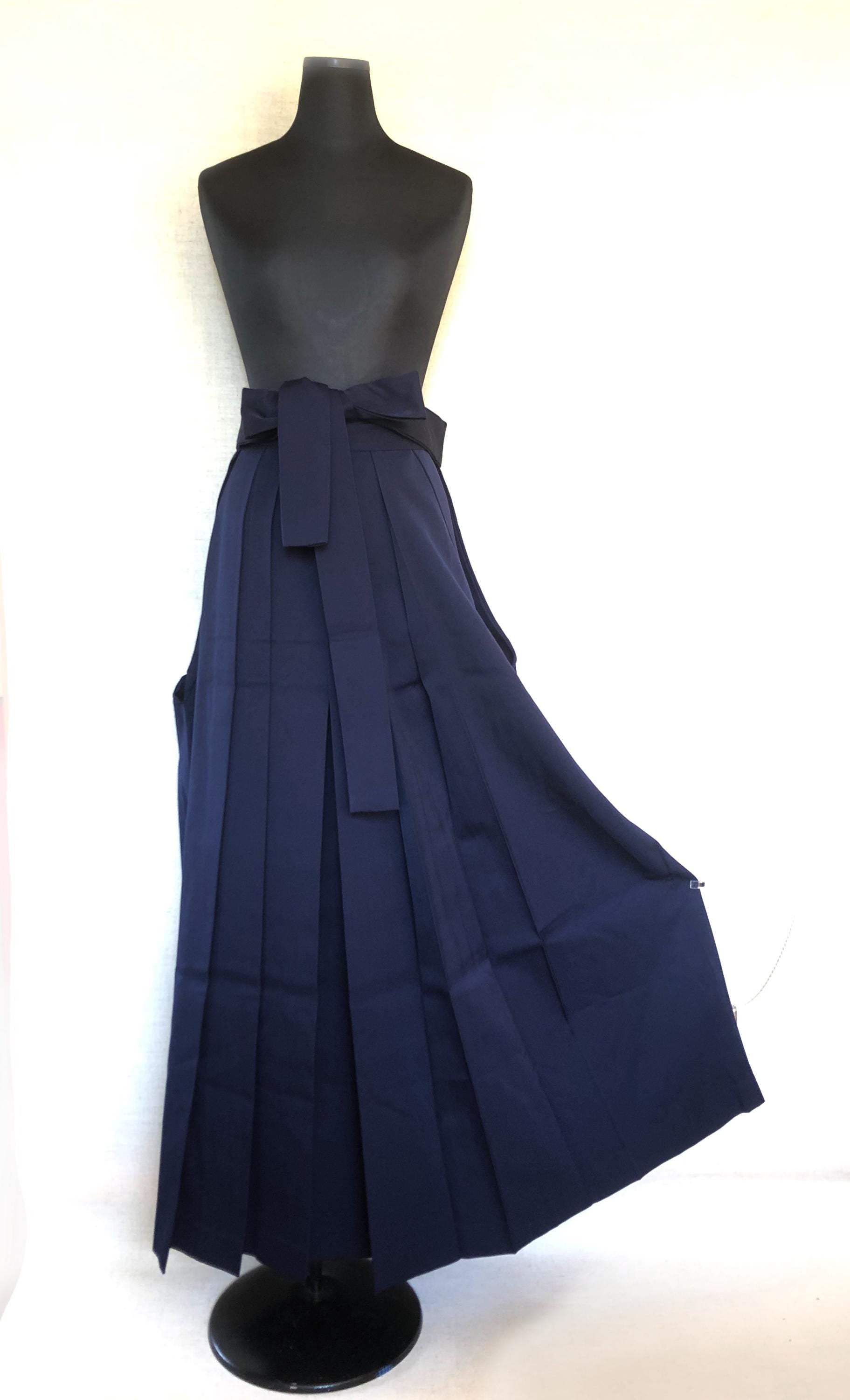 Simple Japanese hakama skirt - dark blue wool mix