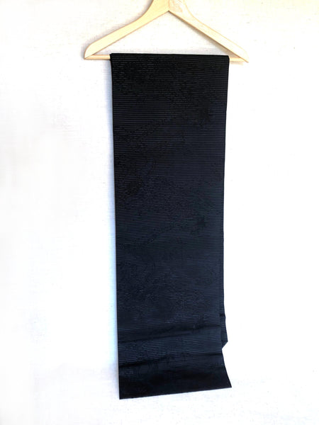 Nagoya obi for summer - black florals and foliage