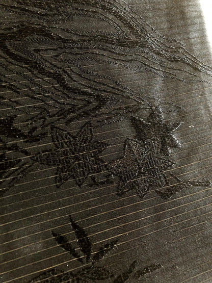 Nagoya obi for summer - black florals and foliage