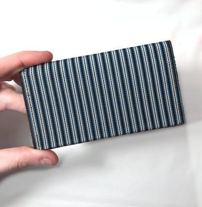 Vintage Japanese slim wallet set - blue and white stripes