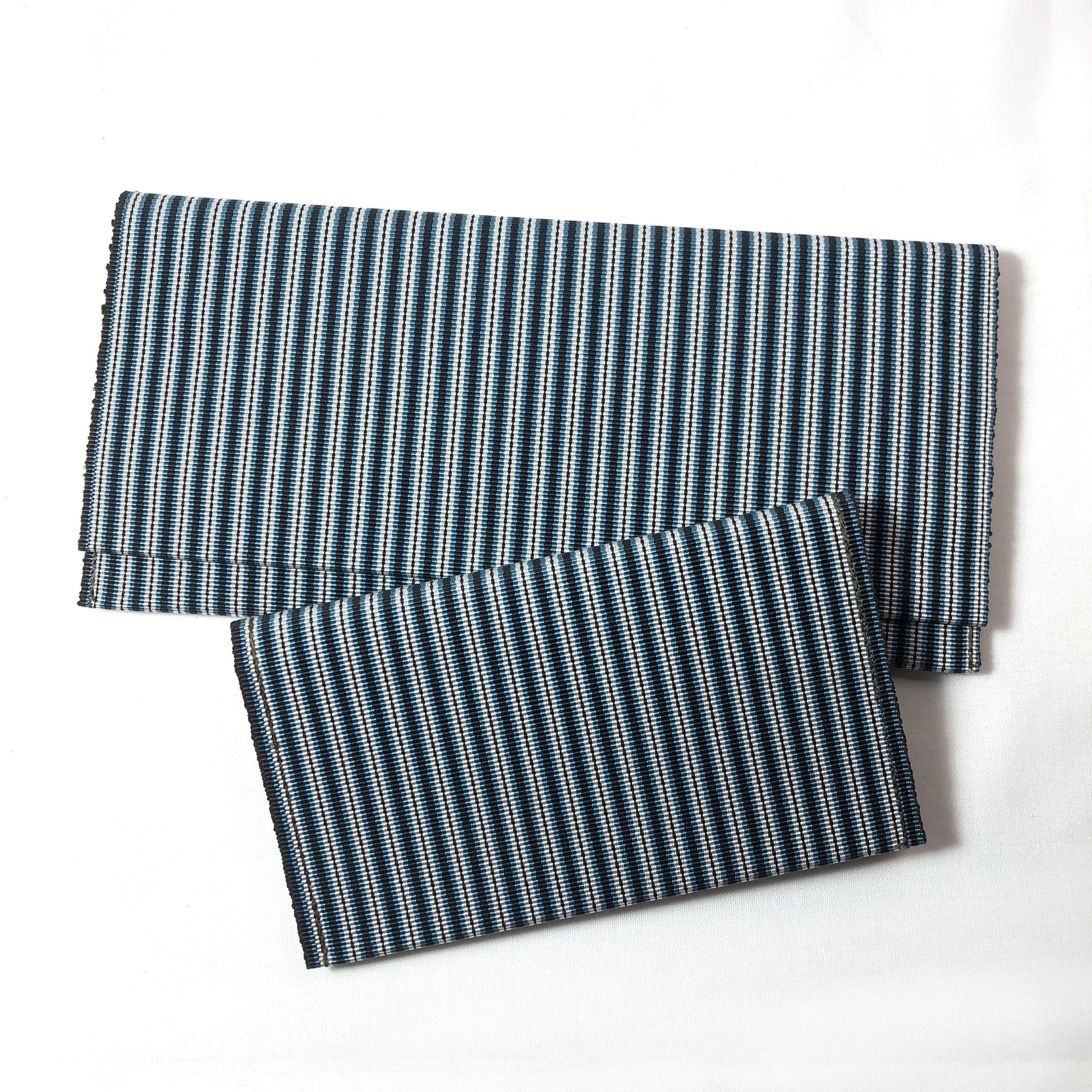 Vintage Japanese slim wallet set - blue and white stripes