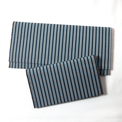 Vintage Japanese slim wallet set - blue and white stripes