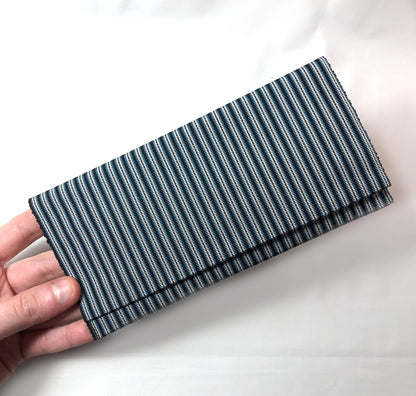 Vintage Japanese slim wallet set - blue and white stripes