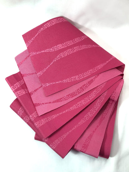 Cute Japanese hanhaba obi - two shades of pink with delicate sakura pattern